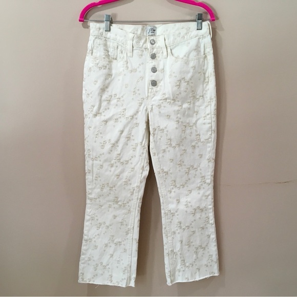 New J.CREW DENIM Size 28 Billie Demi Boot Cut Crop Jean Eyelet Cream - Picture 5 of 12